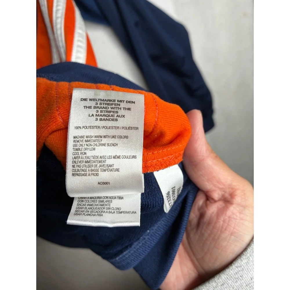 Adidas Vintage Navy Orange Full Zip‎ Hoodie Track Jacket XL Three Stripe Y2K